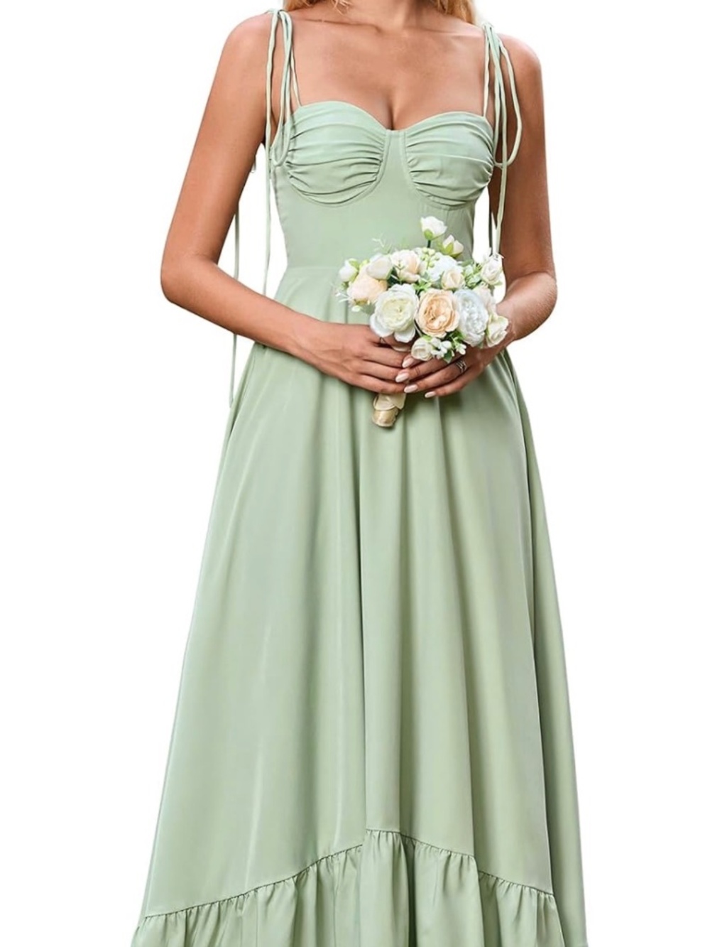 Sage Maxi Corset Summer Flowy Dress XS